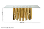Clear Tempered Glass Top Dining Table with Reflective Gold Frame | Arezzo