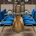 Clear Tempered Glass Top Dining Table with Reflective Gold Frame | Arezzo
