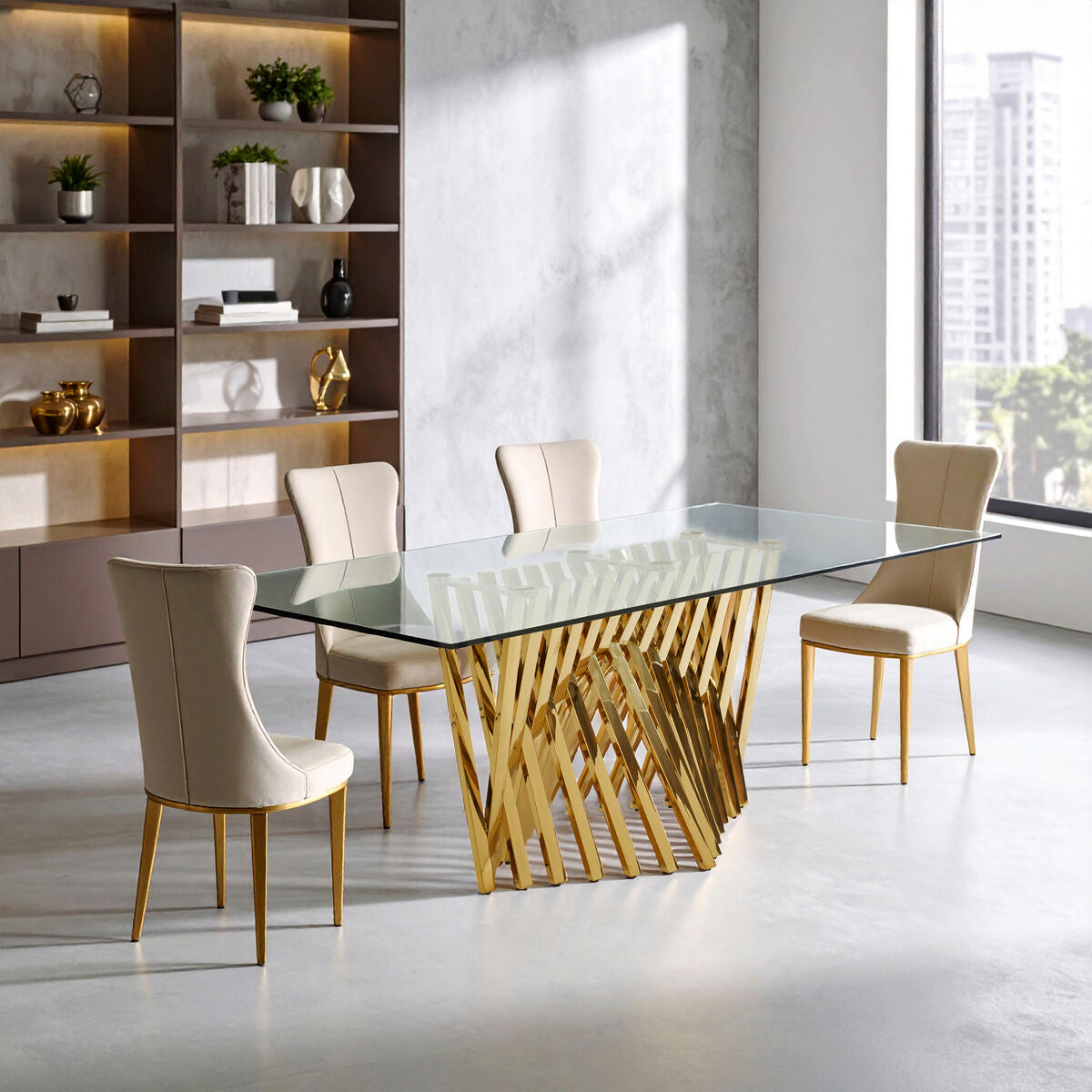 Clear Tempered Glass Top with Gold Stainless Steel Frame | Arezzo