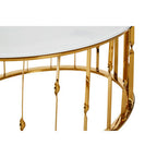White Tempered Glass Top Round Coffee Table with Gold Finish Stainless Steel Frame | Arezzo