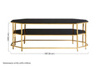 Black Tempered Glass Two-Tier Coffee Table with Warm Gold Stainless Steel Hexagonal Frame, Arezzo