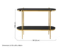 Gold Stainless Steel Frame 2-Tier Console Table with Double Black Tempered Glass Tiers | Arezzo