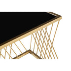 Set of 3 Gold Finish Stainless Steel Frame Nesting Tables with Black Glass Tops | Arezzo