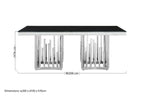 Rectangular Black Tempered Glass Top Dining Table with Silver Steel Frame | Eliza