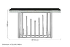 Rectangular Black Tempered Glass Top Console Table with Silver Steel Frame | Eliza