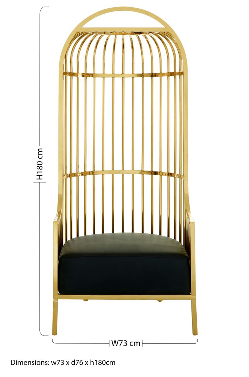 Gold Finish Dome Cage Chair | Eliza
