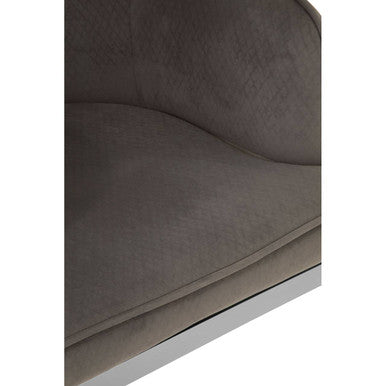 Grey Velvet Dining Chair with Silver Finish Legs | Eliza