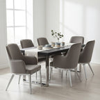 Grey Velvet Dining Chair with Silver Finish Legs | Eliza