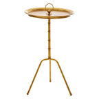 Distressed Gold Steel Accent Table with Bamboo Stand | Monroe