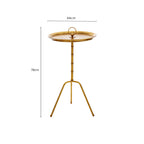 Distressed Gold Steel Accent Table with Bamboo Stand | Monroe