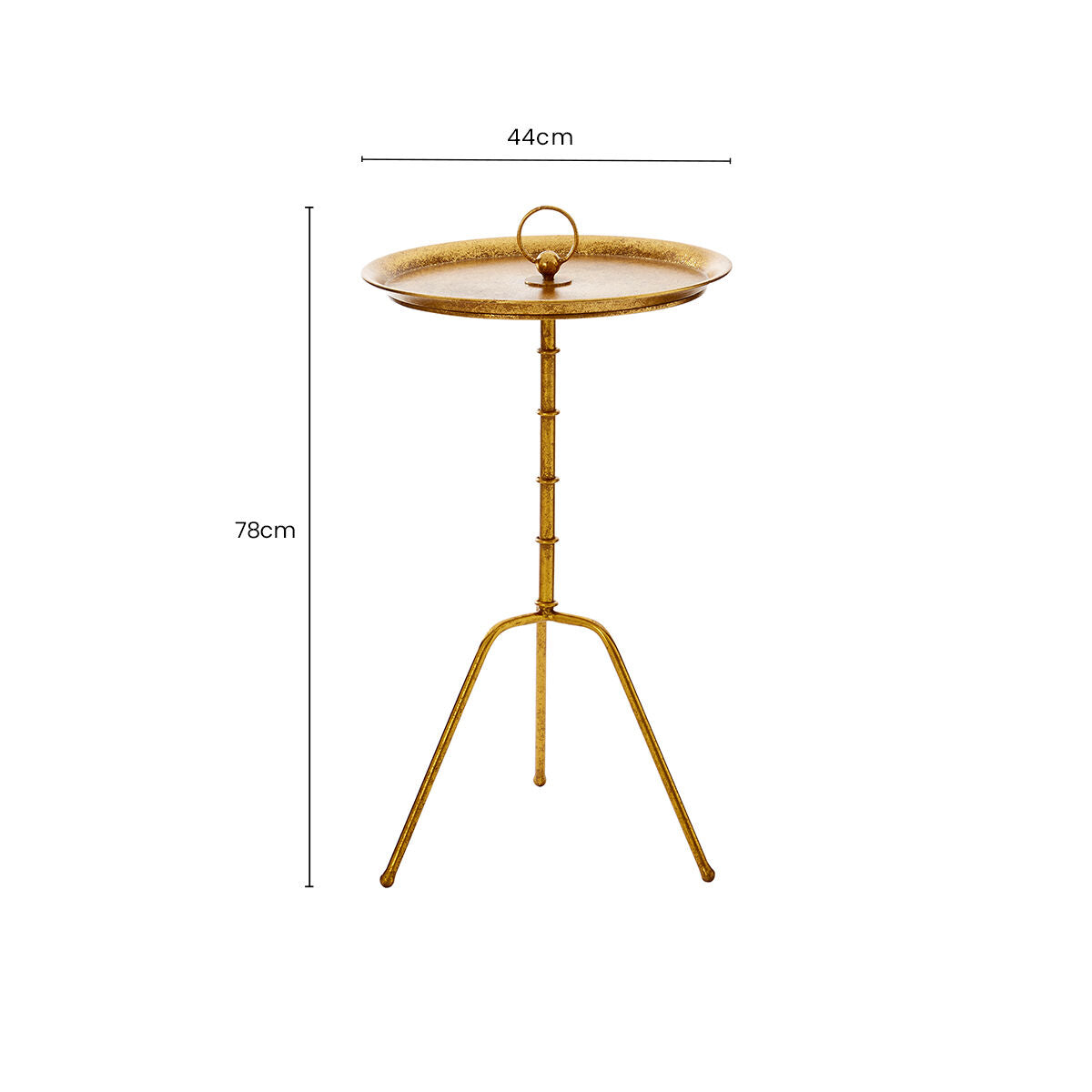 Distressed Gold Steel Accent Table with Bamboo Stand | Monroe