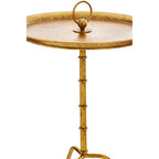 Distressed Gold Steel Accent Table with Bamboo Stand | Monroe