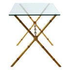 Gold Tempered Glass Console Table with Bamboo-Style Steel Frame | Monroe