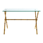 Gold Tempered Glass Console Table with Bamboo-Style Steel Frame | Monroe