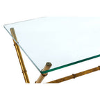 Gold Tempered Glass Console Table with Bamboo-Style Steel Frame | Monroe