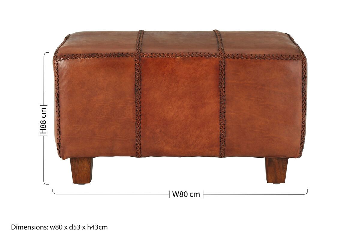 Leather Bench with Teak Wood Legs | Inca