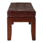 Antique Brown Leather Bench | Inca