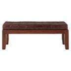 Antique Brown Leather Bench | Inca