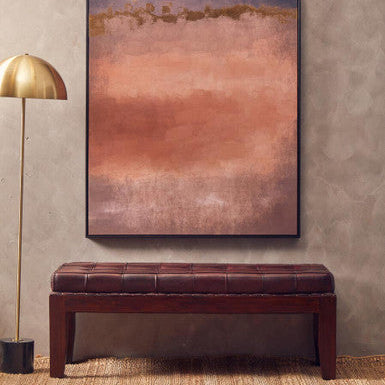 Antique Brown Leather Bench | Inca