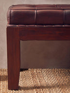 Antique Brown Leather Bench | Inca