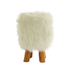White Faux Fur Round Footstool | Inca