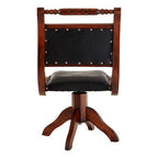 Black Leather and Teak Wood Swivel Chair | Inca