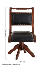 Black Leather and Teak Wood Swivel Chair | Inca