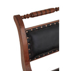 Black Leather and Teak Wood Swivel Chair | Inca
