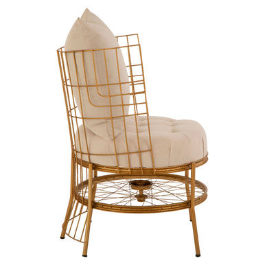 Gold Finish Wheel Design Chair with Cushion | Mantis