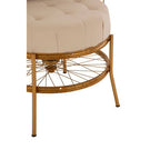 Gold Finish Wheel Design Chair with Cushion | Mantis
