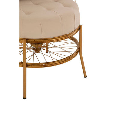 Gold Finish Wheel Design Chair with Cushion | Mantis
