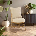 Gold Finish Wheel Design Chair with Cushion | Mantis
