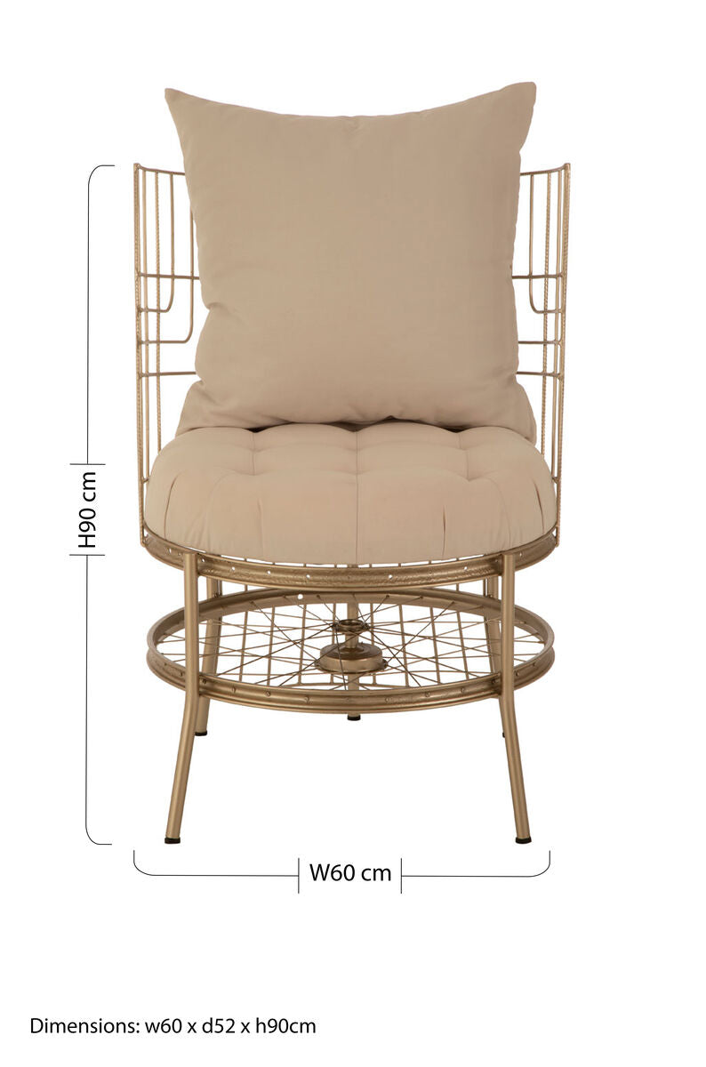 Champagne Gold Finish Wheel Design Chair | Mantis