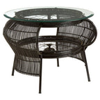 Clear Glass Top Table with Black Finish Bamboo and Iron Frame, Mantis