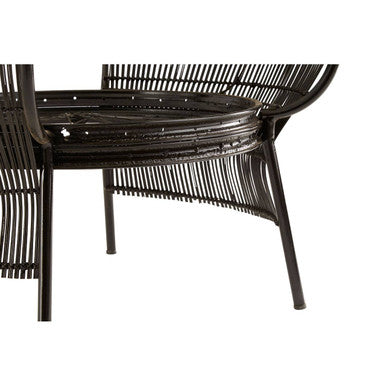 Clear Glass Top Table with Black Finish Bamboo and Iron Frame, Mantis