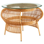 Clear Glass Top Table with Gold Finish Bamboo and Iron Frame | Mantis
