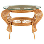 Clear Glass Top Table with Gold Finish Bamboo and Iron Frame | Mantis