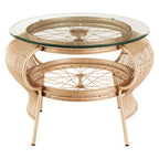 Clear Glass Top Table with Champagne Gold Bamboo and Iron Frame | Mantis