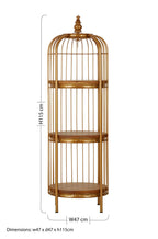 Small 3 Tier Gold Finish Birdcage Shelf Unit | Mantis
