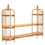 Long Gold Finish Birdcage Shelf Unit | Mantis