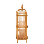 Long Gold Finish Birdcage Shelf Unit | Mantis
