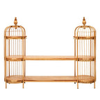 Long Gold Finish Birdcage Shelf Unit | Mantis