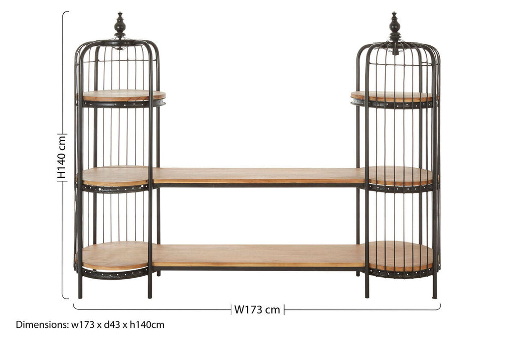 Long Black Finish Birdcage Shelf Unit | Mantis
