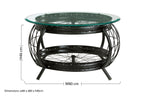 Clear Glass Top Coffee Table with Black Finish Bamboo and Iron Frame | Mantis
