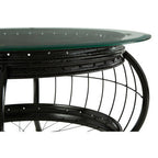 Clear Glass Top Coffee Table with Black Finish Bamboo and Iron Frame | Mantis