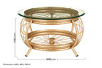 Clear Glass Top Coffee Table with Champagne Gold Finish Bamboo and Iron Frame | Mantis