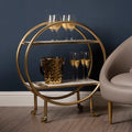 2 Tier Gold Finish Bar Trolley with Marble and Agate Shelves | Vizzini