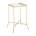 Gold Square Side Table with Agate Stone and White Marble | Vizzini