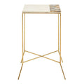 Gold Square Side Table with Agate Stone and White Marble | Vizzini