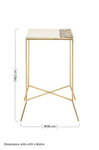 Gold Square Side Table with Agate Stone and White Marble | Vizzini